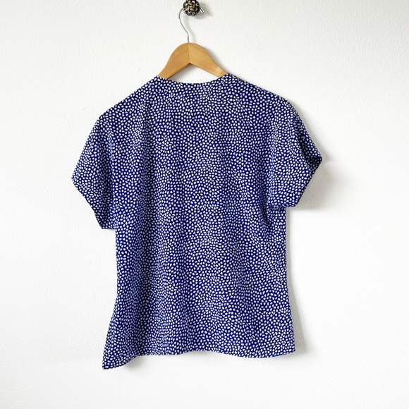 Vintage Polka Dots Button Down Pleated Blouse - Picture 7 of 15